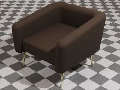 armchair chair with gold legs 3D model