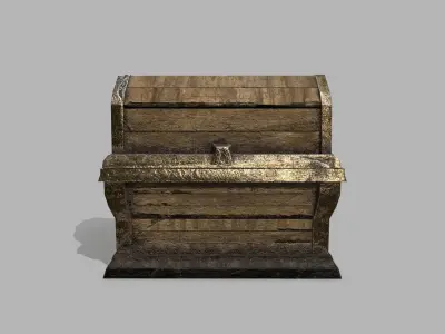 Chest wooden Low-poly 3D model