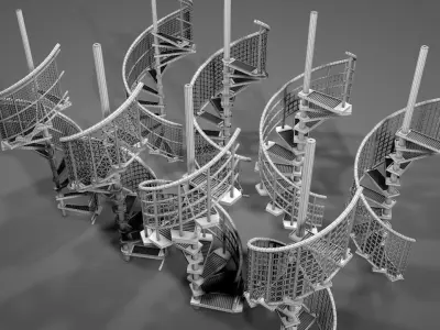 Metal Spiral Stairs V2 Low-poly 3D model