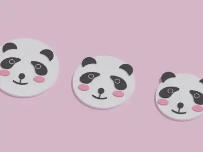 Cartoon Cute Panda Head Low-poly 3D model