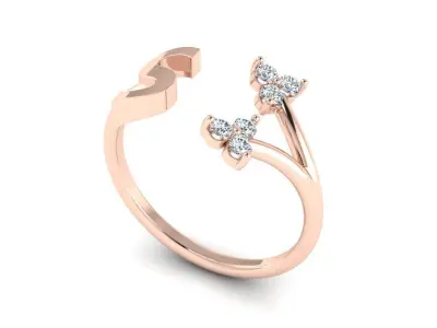 Jewelry Alphabet Ring  S with Diamonds  3D print model