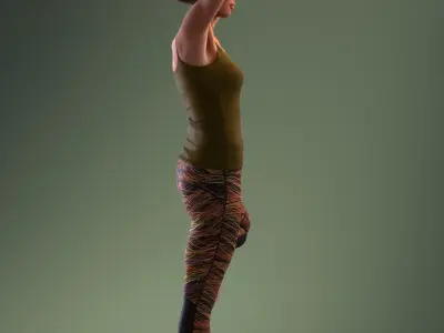 Pre posed south American female 3D model in sports attire doing  3D model