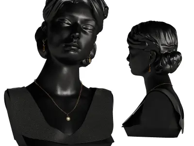 Elegant Female Bust Sculpture 3D model