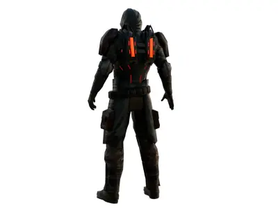 Elite Futuristic Soldier 3D Model Rigged and Game Ready  Sci Fi Low-poly 3D model