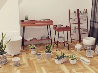 Plants pots collection vol 03 Low-poly 3D model