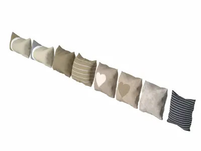 Neutral Linen Pillow Collection 3D model