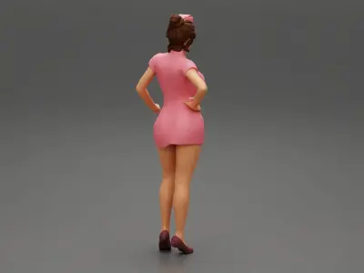 sexy nurse standing in a pink outfit 3D print model