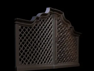 Furniture 022 wooden railing 3D print model