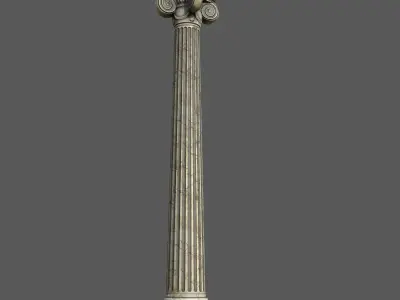 Low Poly Ionic Column 45 Angle   Low-poly 3D model