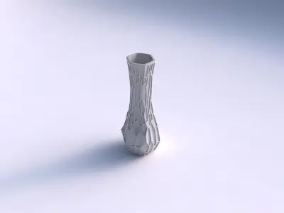 Vase larger opening hexagon with organic dents 3D print model