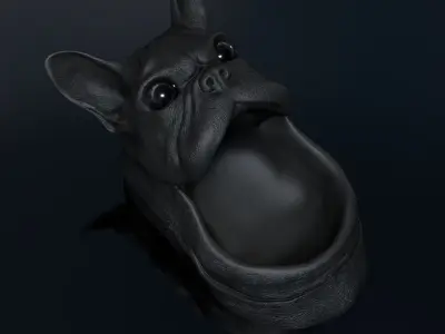 STL 3D print file dog bowl French bulldog High-polygon  3D print model