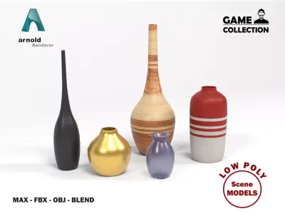 Vases Low-poly 3D model