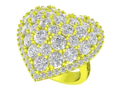 7023 Luxury Korean Heart Diamond Women Ring  3D print model
