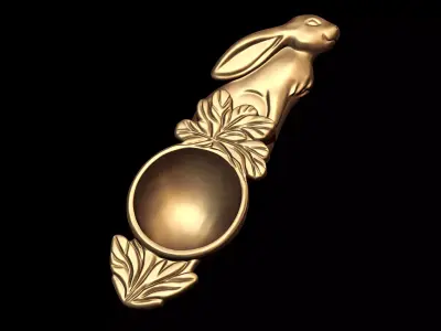 Carved Wooden Rabbit Spoon 3D print model
