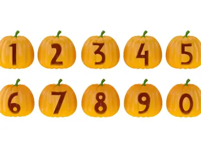  Halloween Pumpkin Numbers 3D model