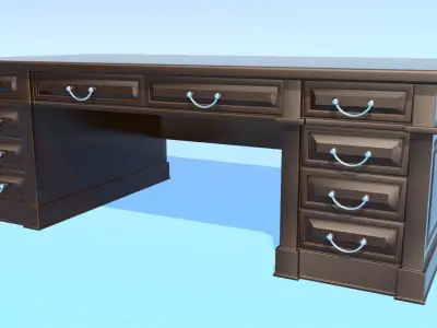 Wooden library table 3D model