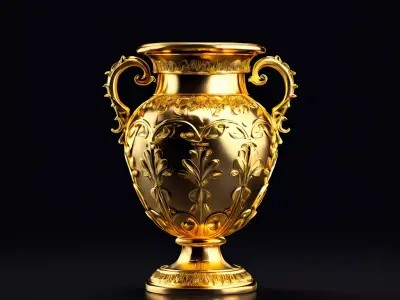 Gold Ornate Antique Vase 3D Model Low-poly 3D model