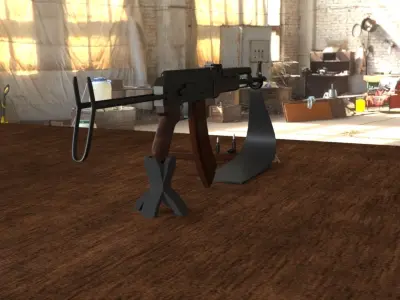 Russian AKMS Assault Rifle - Iconic 3D Model Low-poly 3D model