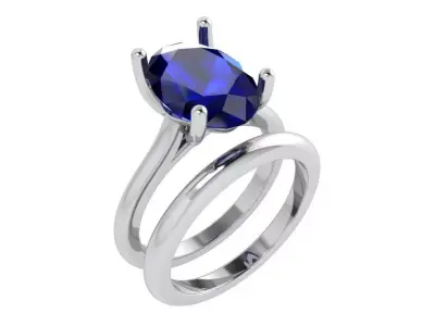 Oval Cut Solitaire Ring With Band 4127 3D print model