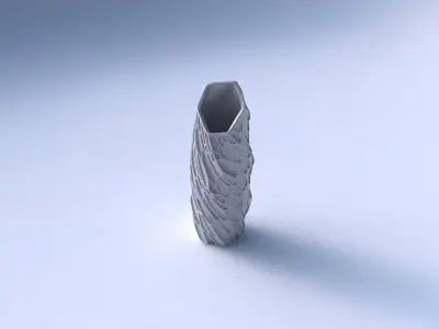 Vase twisted bent hexagon with organic dents 3D print model