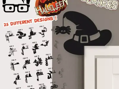 HALLOWEEN DOOR OR WINDOW CORNER - SET OF 25 MODELS 3D print model