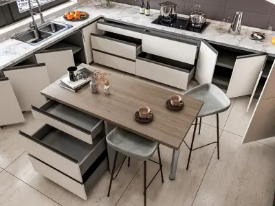 Kitchen fully parametric Resizable manufacturable 0064 3D model