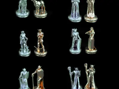 Elf Chess Set - 6 Different Elves Chess Pieces 3D print model