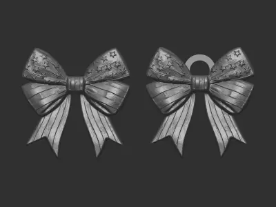 American flag pattern ribbon bow decor  3D print model