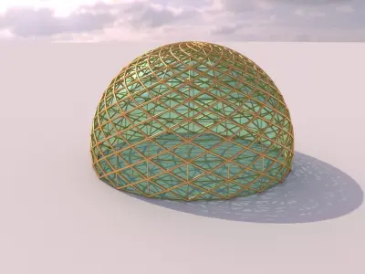 Dome mandala and geodesic like structure with glass enclosure 3D model