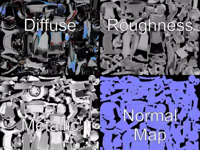 Futuristic Iridescent Hypercar model pack Low-poly 3D model