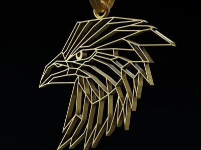 Eagle Wireframe Pendant Amulet Necklace 3D print model