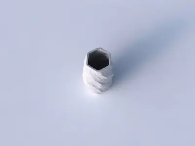 Vase hexagon with fine twisted organic cells 3D print model