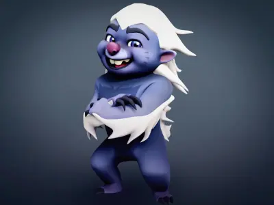 Honey badger cartoon character for Blender Low-poly 3D model