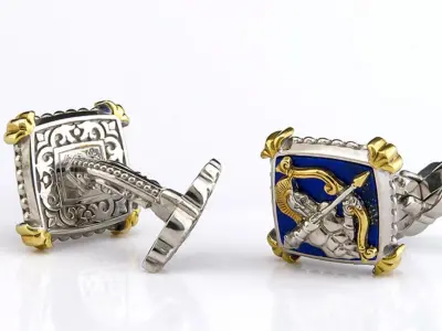 Zodiac signs Cufflinks Archer 3D print model