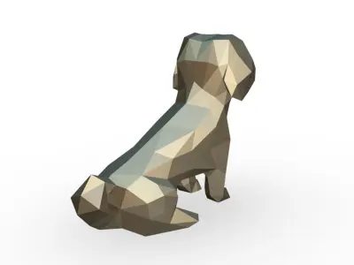Pekingese low poly dachshund 3D print model