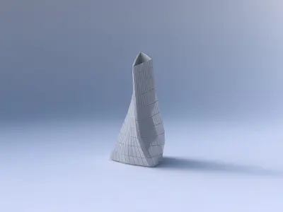 Vase twist grounded tilted triangle with distorted grid plates 3D print model