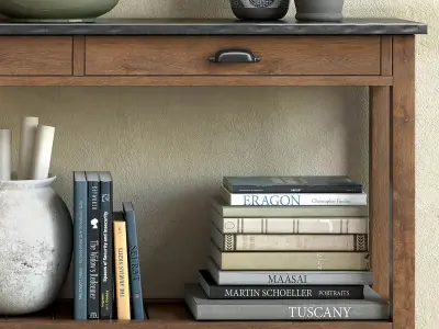 Pottery Barn CHANNING CONSOLE TABLE and NATURAL DRIFTWOOD MIRROR 3D model