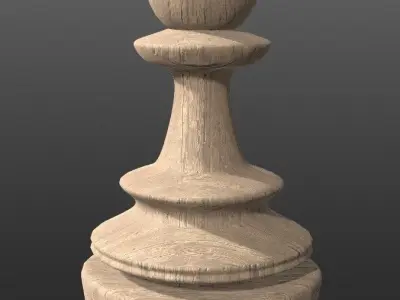 3 Chess Pawn 4K PBR Low-poly 3D model