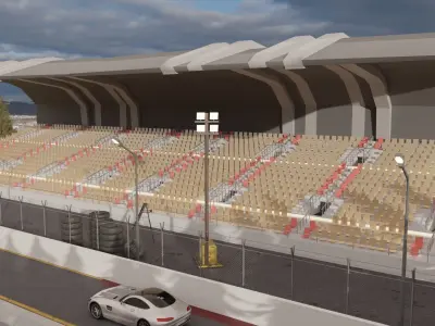 Drag Race - Race Track with 2 Cars Low-poly 3D model