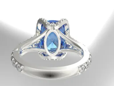 Emerald Ring 3D print model 2