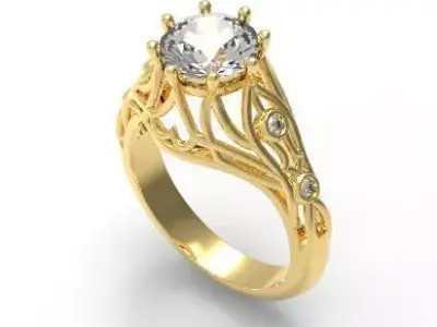 Vintage ring 65mm diamond 3D print model