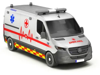 Ambulance Car 1-V5 Low-poly 3D model