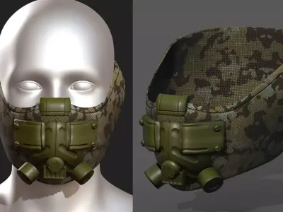 Gas mask respirator scifi futuristic 3d  Low-poly 3D model