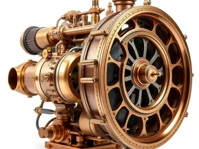 Steampunk Engine Model Pack with Intricate Detailing Low-poly 3D model V1
