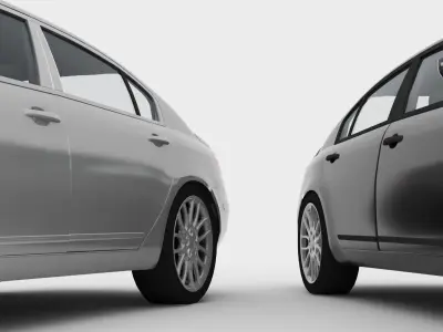 Hyundai two mercedes cars 3D model