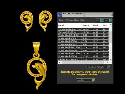  Fancy Dolphin Pendant Set - 010 3D print model