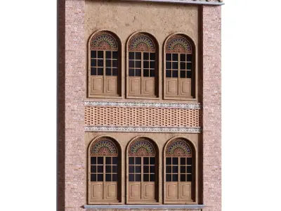 Arabic exterior facade element set 815 Low-poly 3D model