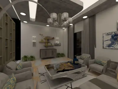luxury drawing room or hall 3D model