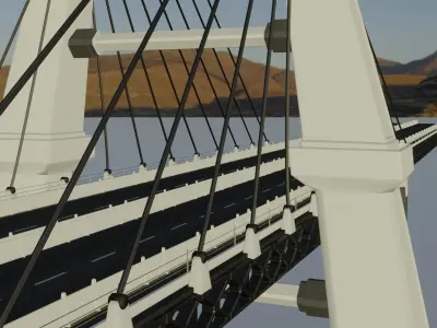 Modern Bridge - Cable stayed type  3D model