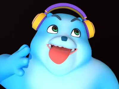 Asset - Cartoons - Character - Bear Blue - Rig - HighPoly  3D model